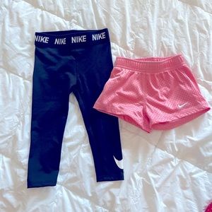 Nike 2T bundle: 1 short sleeve shirt, leggings, shorts